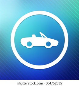 Convertible Car on Blue Round Button