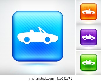 Convertible Car on Blue Square Button