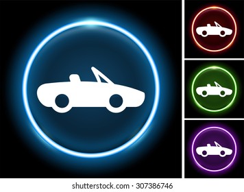 Convertible Car on Glow Round Button