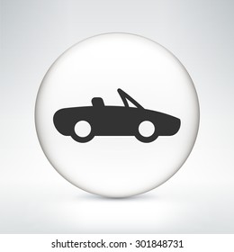 Convertible Car on White Round Button