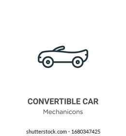 Convertible car outline vector icon. Thin line black convertible car icon, flat vector simple element illustration from editable mechanicons concept isolated stroke on white background