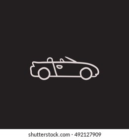 Icono de esbozo del vector del vehículo convertible aislado en el fondo. Icono de coche convertible dibujado a mano. Icono de sketch de coches convertibles para infografía, sitio web o aplicación.