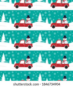 Convertible in Christmas and New Year winter seamless pattern.