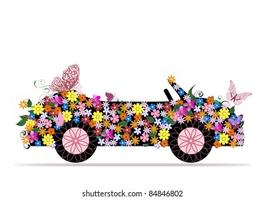 convertible from flowers and butterfly
