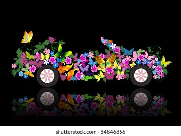 convertible from flowers and butterfly