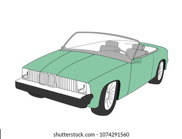 convertible green isolated vector illustration isolated