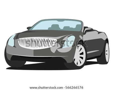 Convertible grey realistic vector illustration isolated