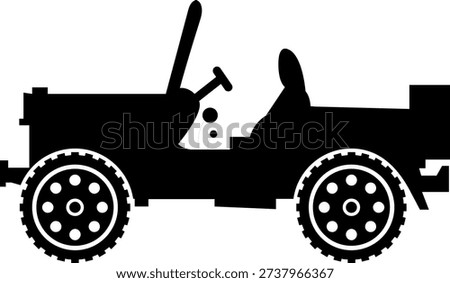 Convertible Jeep Glyph Vector Icon Design