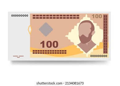 Convertible Mark Vector Illustration. Bosnia and Herzegovina money set bundle banknotes. Paper money 100 BAM. Flat style. Isolated on white background. Simple minimal design.