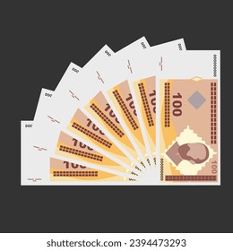 Convertible Mark Vector Illustration. Bosnia and Herzegovina money set bundle banknotes. Paper money 100 BAM. Flat style. Isolated on white background. Simple minimal design.