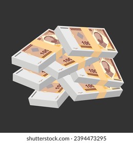 Convertible Mark Vector Illustration. Bosnia and Herzegovina money set bundle banknotes. Paper money 100 BAM. Flat style. Isolated on white background. Simple minimal design.