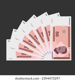 Convertible Mark Vector Illustration. Bosnia and Herzegovina money set bundle banknotes. Paper money 50 BAM. Flat style. Isolated on white background. Simple minimal design.