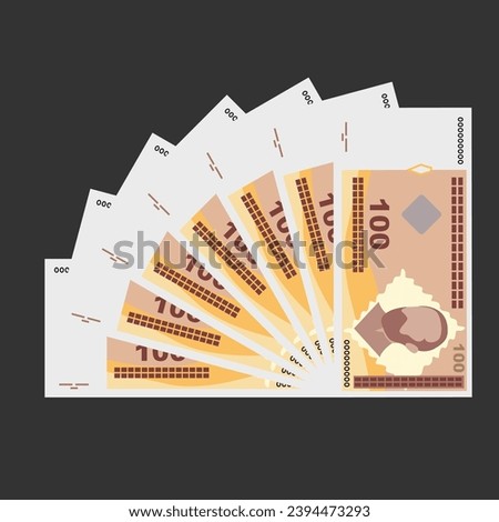 Convertible Mark Vector Illustration. Bosnia and Herzegovina money set bundle banknotes. Paper money 100 BAM. Flat style. Isolated on white background. Simple minimal design.