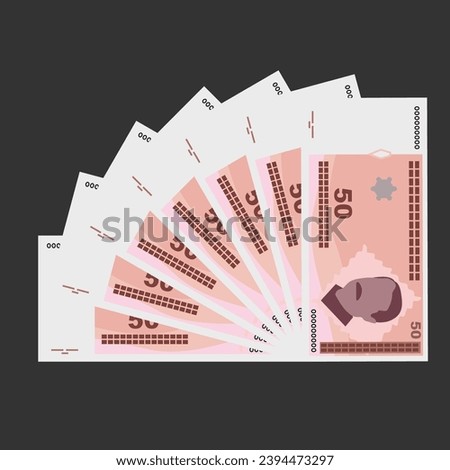 Convertible Mark Vector Illustration. Bosnia and Herzegovina money set bundle banknotes. Paper money 50 BAM. Flat style. Isolated on white background. Simple minimal design.