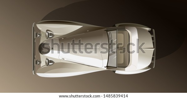 Convertible\
old-timer car. Top view. Vector\
illustration.