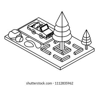 convertible in the parking zone isometric