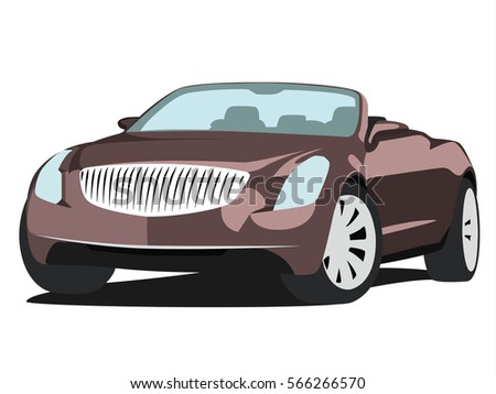 Convertible red realistic vector illustration isolated