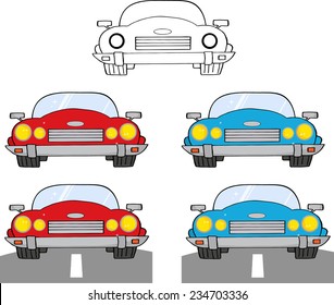 Convertible Retro Car. Vector Collection Set
