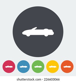 Convertible top down. Single flat icon on the circle. Vector illustration.