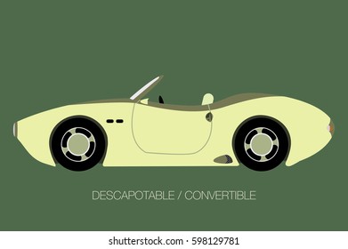 convertible vintage car, side view of car, automobile, motor vehicle