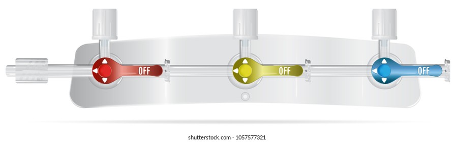 Converting devices part of the System for intravenous infusions with. Part of pressure monitoring kit.  Vector. Parts of the system for intravenous infusions