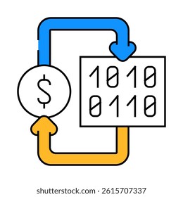converting digital money into paper line icon vector. converting digital money into paper sign. isolated symbol illustration