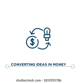 converting ideas in money outline vector icon. simple element illustration. converting ideas in money outline icon from editable business concept. can be used for web and mobile
