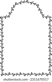Convex Arch Leaf rectangular frame architectural window door ornate flower frame floral leaf natural Botanical Branches decoration wedding card anniversary celebration beautiful arabesque Elements