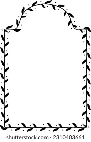 Convex Arch rectangular frame architectural window door ornate flower frame floral leaf borders natural Botanical Branches decoration wedding card anniversary celebration beautiful arabesque Elements