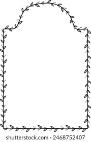 Convex Arch Vertical Frame architectural arche window door Vintage frame Flower wreath leaf vector floral border picture frames Branch laurel botanical silhouette black elements decoration