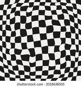 Bandera de la carrera del verificador convexo. Ornamento de raza de ojos de peces. Vector blanco y negro.