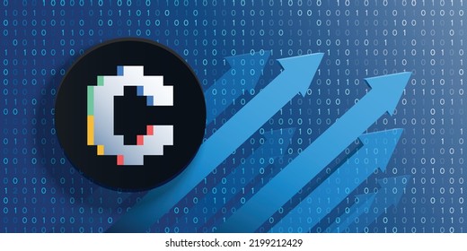 Convex Finance (CVX) crypto currency logo coin on futuristic financial technology background and banner vector illustration. Can be used as cover, header, backdrop, poster, wallpaper and print design