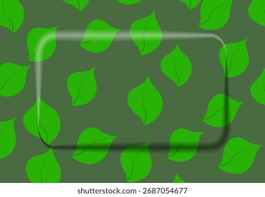 Marco convexo sobre un fondo con hojas verdes. telón de fondo del Vector