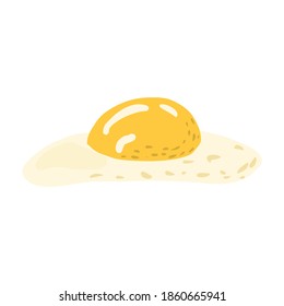 Convex fried egg isolated on white background. Healthy meal in doodle vector illustration.