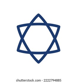 Convex Hebrew Star of David line style with editable stroke vector illustration