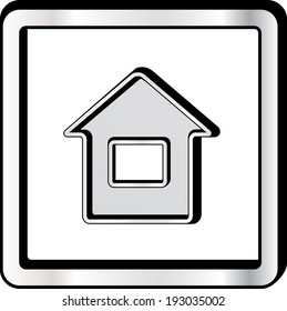 convex house style icon on metal frame