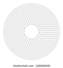 Convex stars pattern. Circle design element. Vector art.