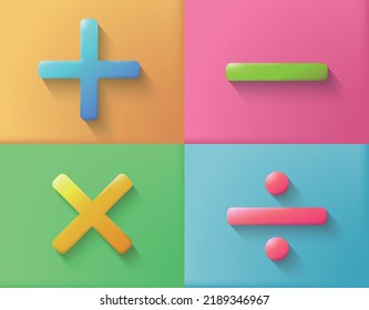 Convex symbol 4 with add minus multiplied and divided under light vector illustration graphic EPS10