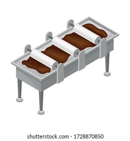 Conveyer Belt with Chocolate Bars Formation Process Vector Illustration