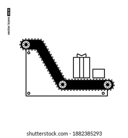 Conveyer - Vektorsymbol auf weißem Hintergrund. Symbol für Web, Infografiken, Print Design und mobiles UX UI Kit. Vektorgrafik, EPS10.