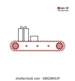 Conveyer - vector thin line icon on white background. Symbol for web, infographics, print design and mobile UX UI kit. Vector illustration, EPS10.