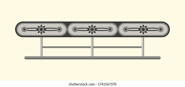 Conveyor assembly line in outline style. Automatic production line concept. Industrial mass production conveyor. Vector illustration
