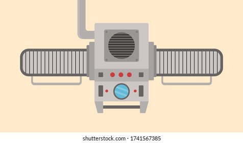 Conveyor assembly line in outline style. Automatic production line concept. Industrial mass production conveyor. Vector illustration
