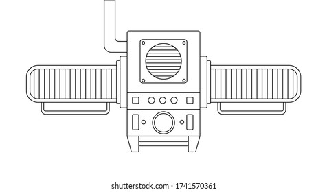 Conveyor assembly line in outline style. Automatic production line concept. Industrial mass production conveyor. Vector illustration