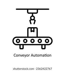 Conveyor Automation vector  outline Icon Design illustration. Artificial intelligence Symbol on White background EPS 10 File
