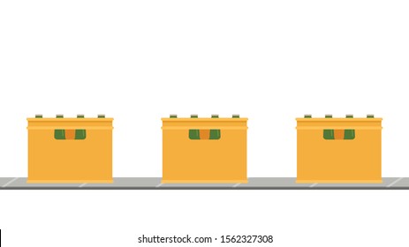 Conveyor belt. Beer in the Crate. Crate vector. Crate on Conveyor belt.