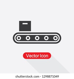 Conveyor Belt With Box Icon Vector Illustration Eps10