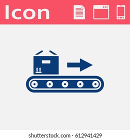 Conveyor belt with box vector flat icon