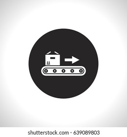 Conveyor belt with box vector flat icon