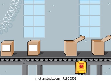 Conveyor Belt With Boxes